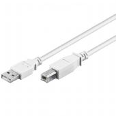 USB-kabel A hane - B hane Vit 1,8 M