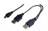 USB 5 pin mini hane - 2xUSB A hane 1 m